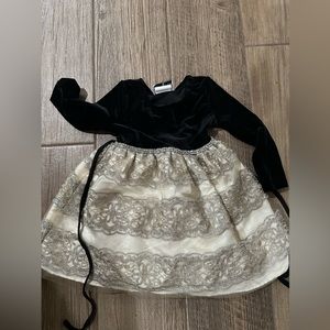 Rare Editions 3t Velvet Black and Gold Dress